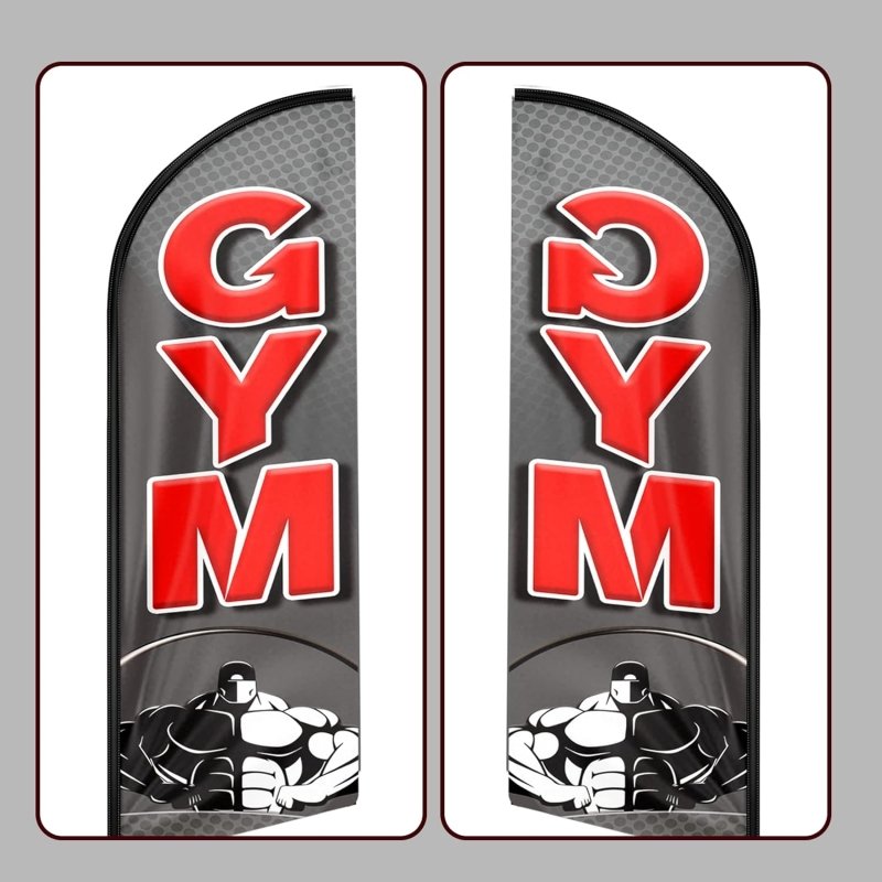 Gym Flags - 8FT Gym Advertising Swooper Flag(Flagpole Not Included 3.4)