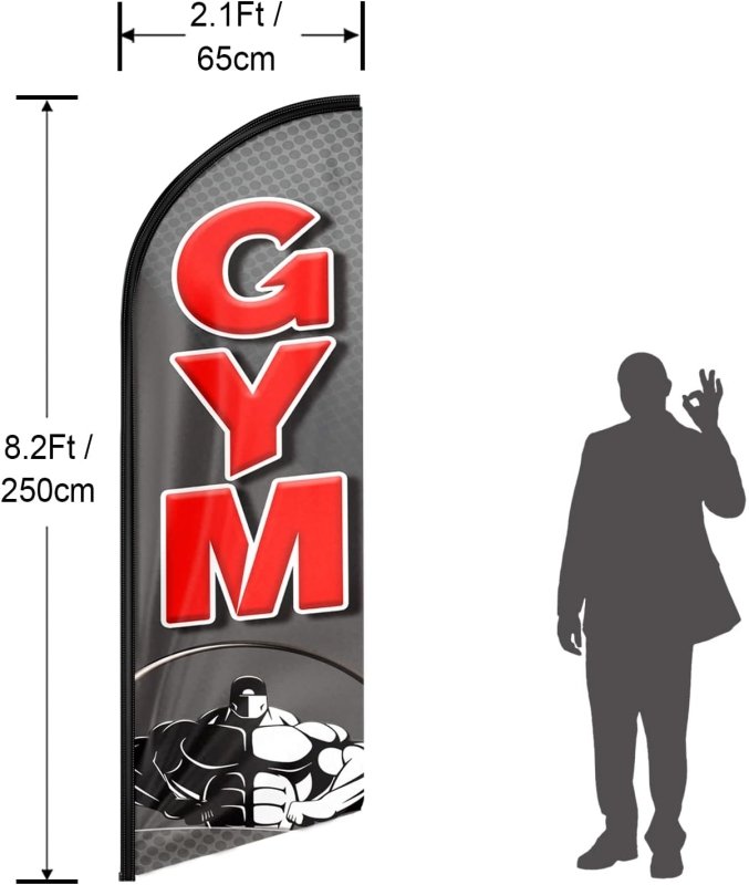 Gym Flags - 8FT Gym Advertising Swooper Flag(Flagpole Not Included 3.4)