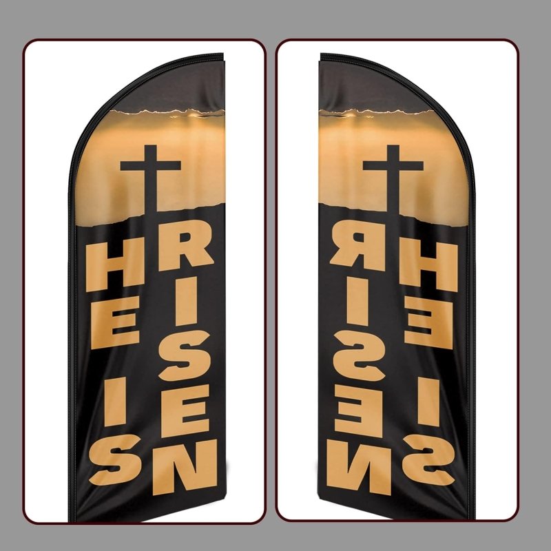 He Is Risen Flag - 8FT He Is Risen Advertising Swooper Flag(Flagpole Not Included 3.4)