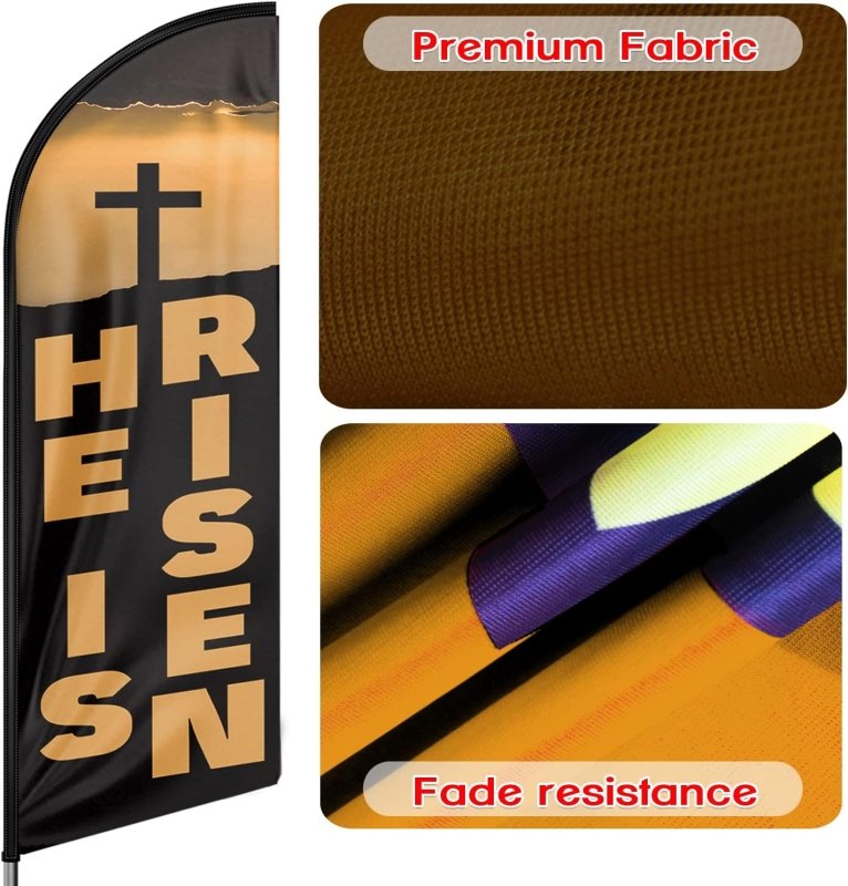 He Is Risen Flag - 8FT He Is Risen Advertising Swooper Flag(Flagpole Not Included 3.4)