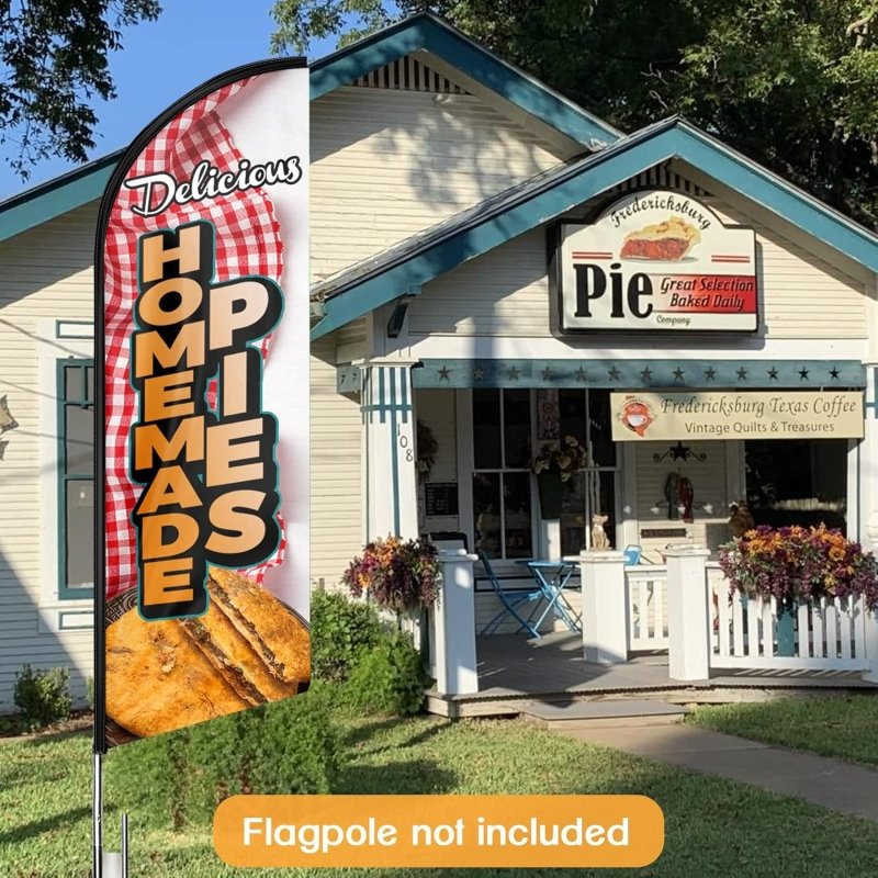 Homemade Pies Sign - 11FT Homemade Pies Advertising Swooper Feather Flag Fit 15FT Flagpole(Flagpole Not Included 4.3)