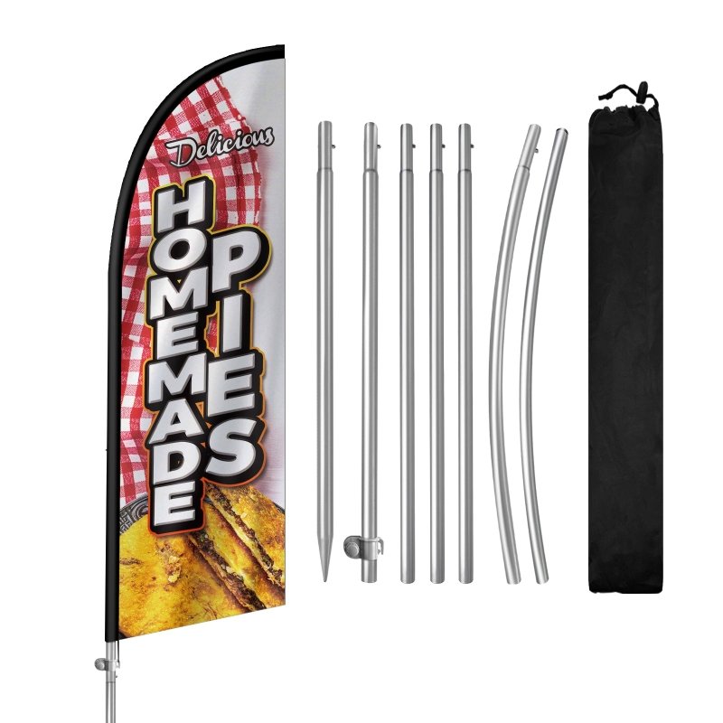 Homemade Pies Sign - 8FT Homemade Pies Feather Flag with Stainless Steel Pole Kit(2m flag set)