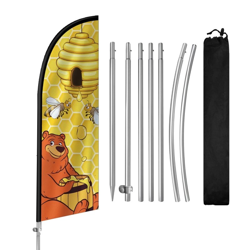 Honey Sign - 8FT Honey 02 Feather Flag with Stainless Steel Pole Kit(2m flag set)