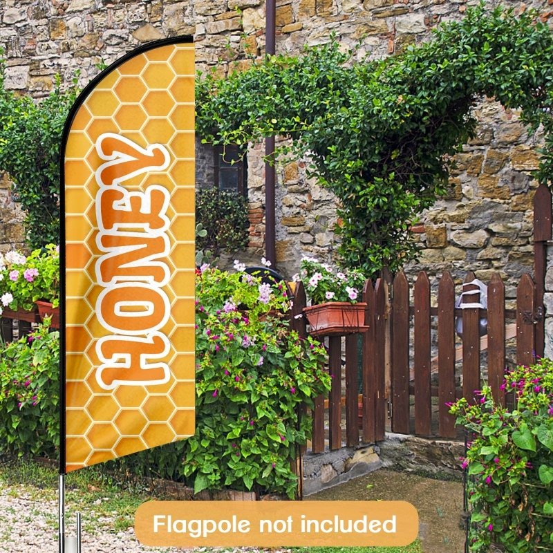 Honey Sign - 8FT Honey Advertising Swooper Flag (Flagpole Not Included 3.4)