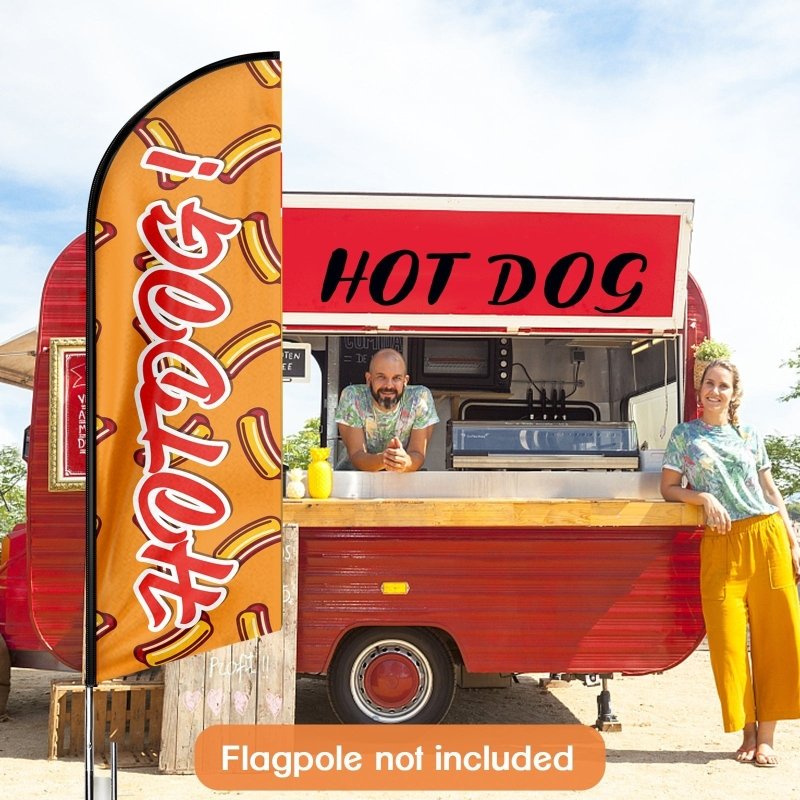 Hot Dog Flags - 8FT Hot Dog 01 Advertising Swooper Flag (Flagpole Not Included 3.4)