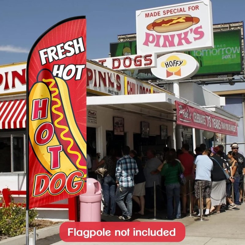 Hot Dog Sign - 11FT Fresh Hot Hot Dogs Advertising Swooper Flag Fit 15FT Flagpole(Flagpole Not Included 4.3)