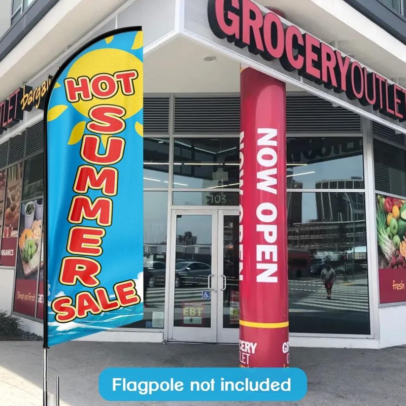 Hot Summer Sale Themed Feather Flag, 11FT Hot Summer Sale Advertising Swooper Flag Fit 15FT Flagpole(Flagpole Not Included 4.3)