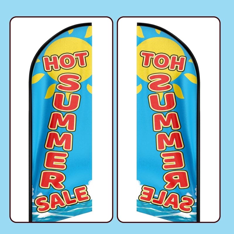 Hot Summer Sale Themed Feather Flag, 11FT Hot Summer Sale Advertising Swooper Flag Fit 15FT Flagpole(Flagpole Not Included 4.3)