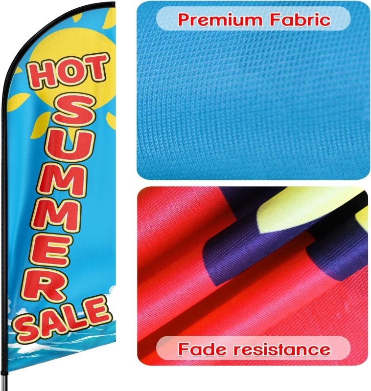 Hot Summer Sale Themed Feather Flag, 11FT Hot Summer Sale Advertising Swooper Flag Fit 15FT Flagpole(Flagpole Not Included 4.3)