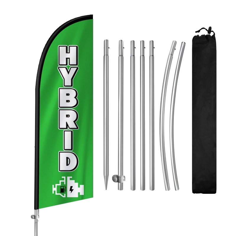 Hybrid Flag - 8FT Hybrid Banner Feather Flag with Stainless Steel Pole Kit(2m flag set)