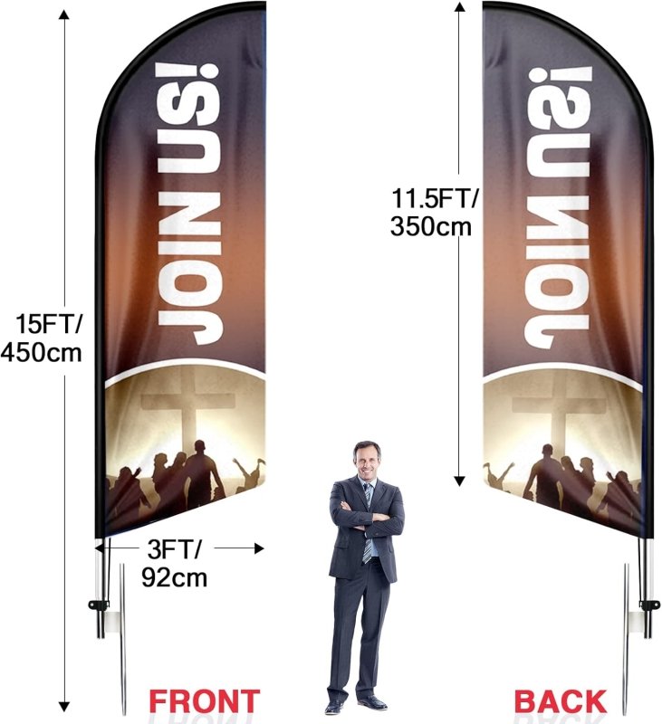 Join Us Sign - 11FT Join Us Advertising Swooper Flag Fit 15FT Flagpole(Flagpole Not Included 4.3)