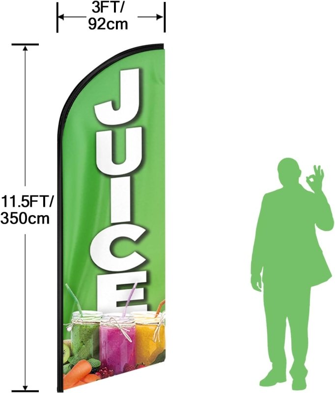 Juice Flag - 11FT Juice Advertising Swooper Feather Flag Fit 15FT Flagpole(Flagpole Not Included 4.3)