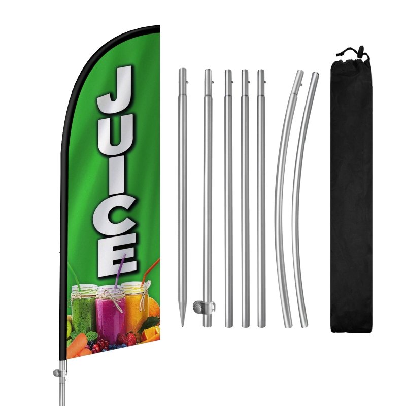 Juice Flag - 7FT Juice Banner Feather Flag with Stainless Steel Pole Kit(2m flag set)