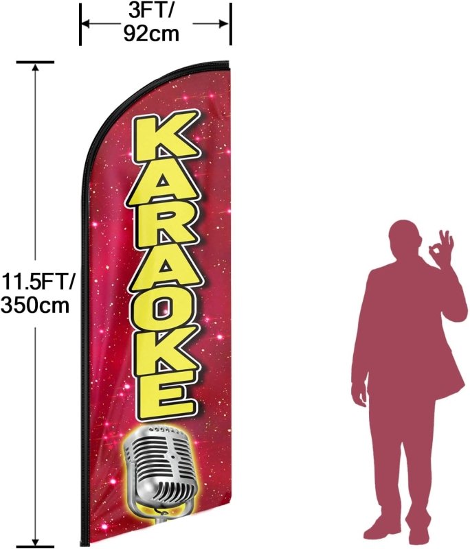 Karaoke Flag - 11FT Karaoke Advertising Swooper Flag Fit 15FT Flagpole(Flagpole Not Included 4.3)