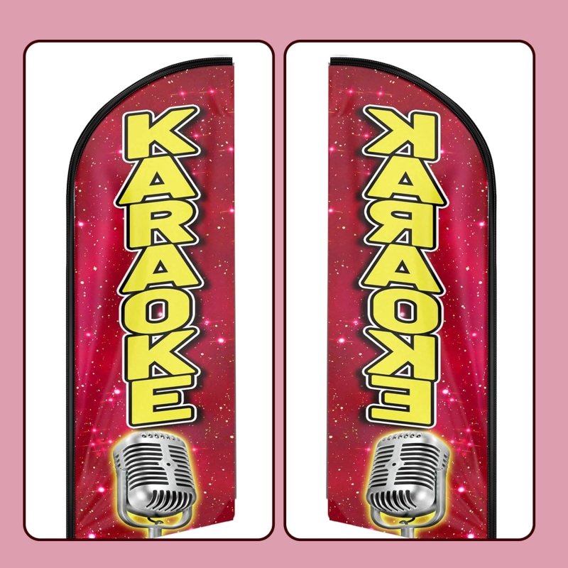 Karaoke Flag - 8FT Karaoke Advertising Swooper Flag(Flagpole Not Included 3.4)