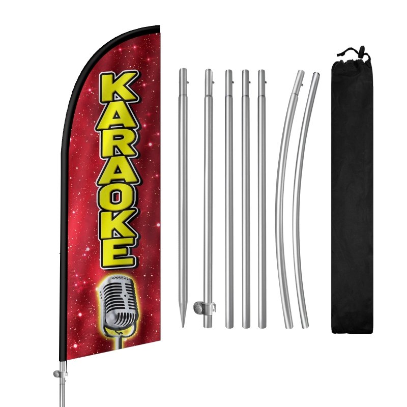 Karaoke Flag - 8FT Karaoke Banner Feather Flag with Stainless Steel Pole Kit(2m flag set)