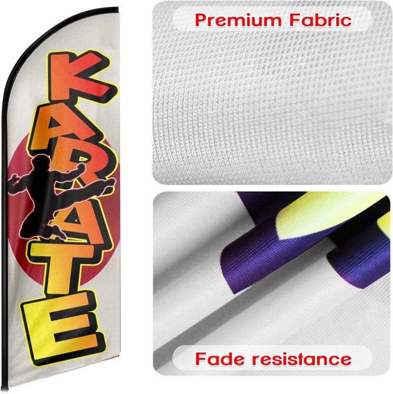 Karate Flag - 11FT Karate Advertising Swooper Feather Flag Fit 15FT Flagpole(Flagpole Not Included 4.3)