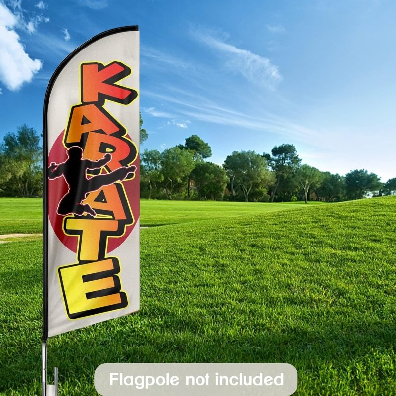 Karate Flag - 11FT Karate Advertising Swooper Feather Flag Fit 15FT Flagpole(Flagpole Not Included 4.3)