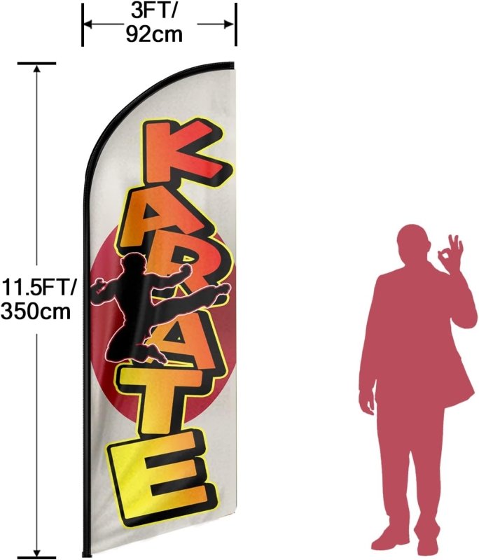 Karate Flag - 11FT Karate Advertising Swooper Feather Flag Fit 15FT Flagpole(Flagpole Not Included 4.3)