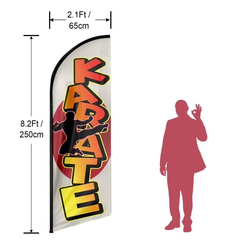 Karate Flag - 8FT Karate Advertising Swooper Flag (Flagpole Not Included 3.4)