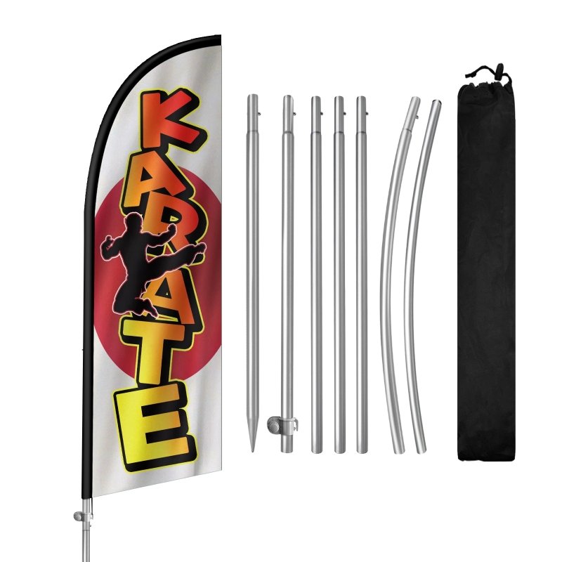 Karate Sign - 8FT Karate Banner Feather Flag with Stainless Steel Pole Kit(2m flag set)