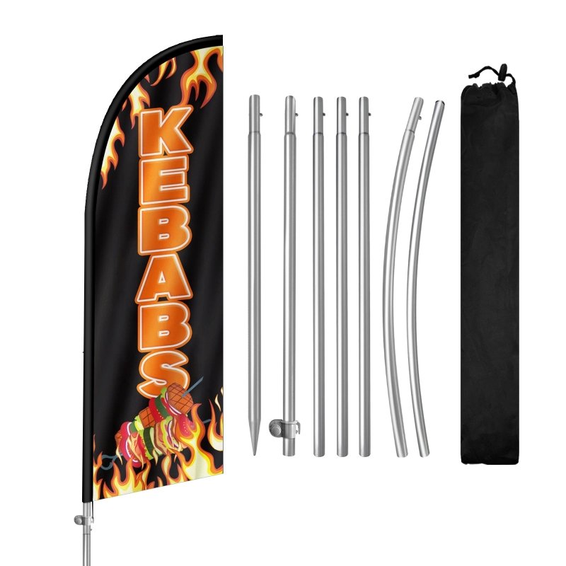 Kebab Sign - 8FT Kebabs 01 Banner Feather Flag with Stainless Steel Pole Kit(2m flag set)