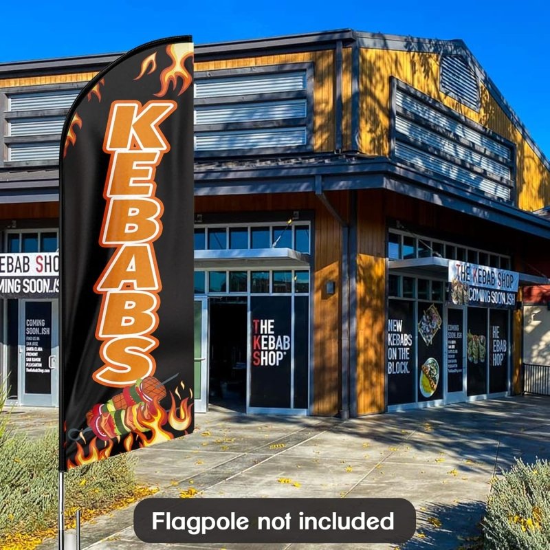 Kebabs Flag - 11FT Kebabs Advertising Swooper Feather Flag Fit 15FT Flagpole(Flagpole Not Included 4.3)