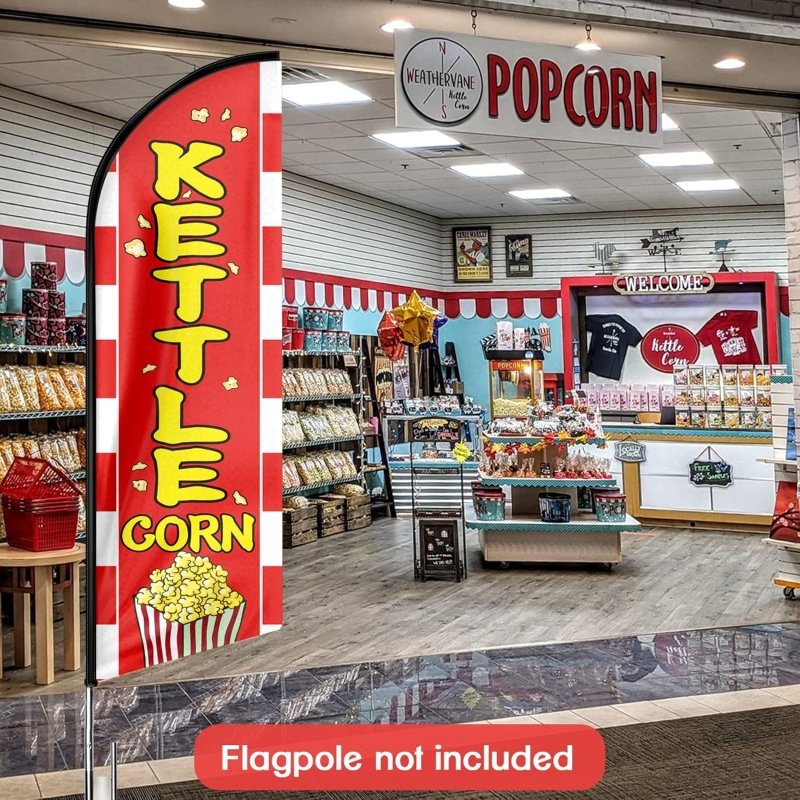 Kettle Corn Flags - 11FT Kettle Corn Advertising Swooper Feather Flag Fit 15FT Flagpole(Flagpole Not Included 4.3)