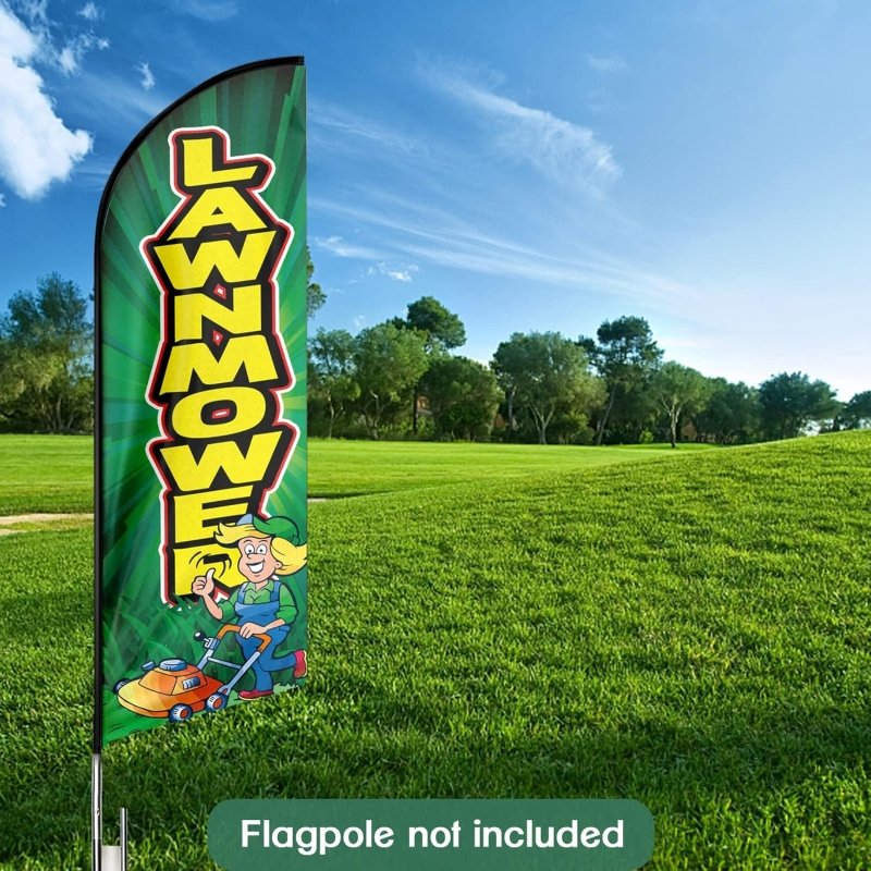 Lawnmower Themed Feather Flag, 11FT Lawnmower Advertising Swooper Flag Fit 15FT Flagpole(Flagpole Not Included 4.3)