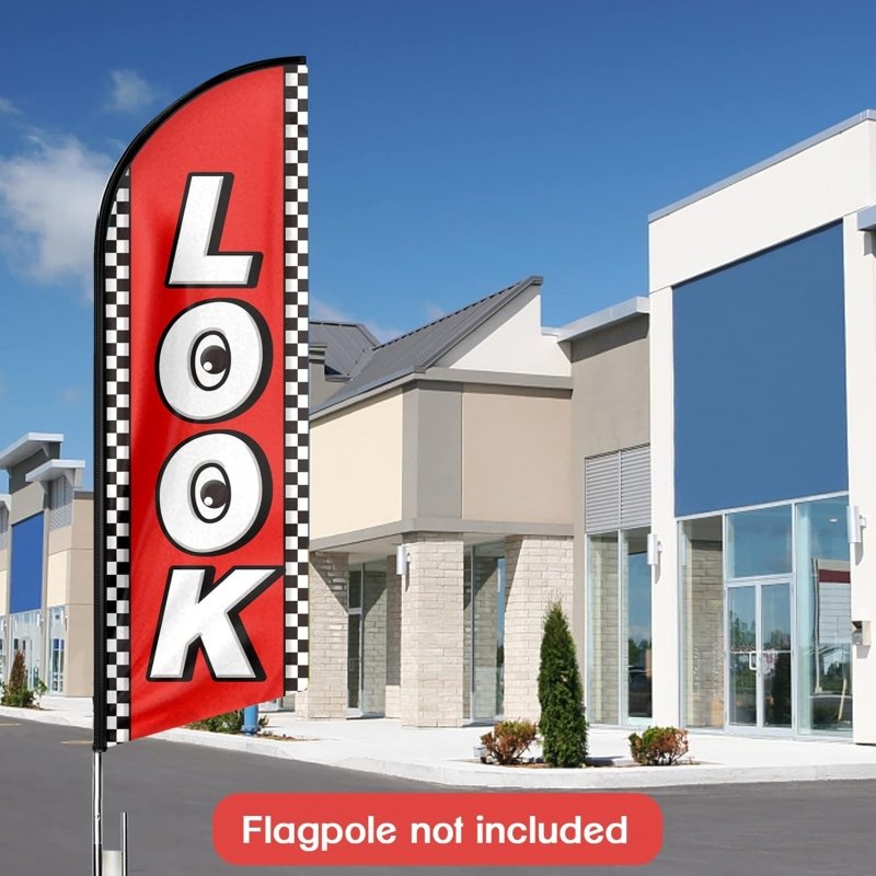 Look Sign - 11FT Look Advertising Swooper Feather Flag Fit 15FT Flagpole(Flagpole Not Included 4.3)