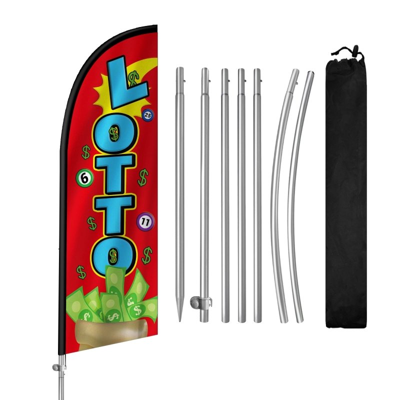 Lotto Sign - 8FT Lotto Banner Feather Flag with Stainless Steel Pole Kit(2m flag set)