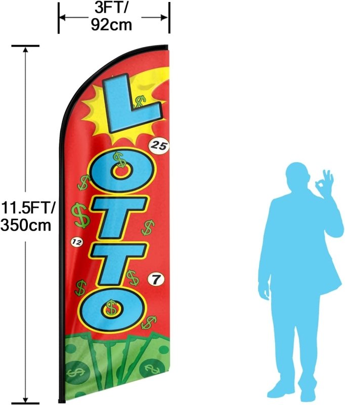 Lotto Signs - 11FT Lotto Advertising Swooper Feather Flag Fit 15FT Flagpole(Flagpole Not Included 4.3)