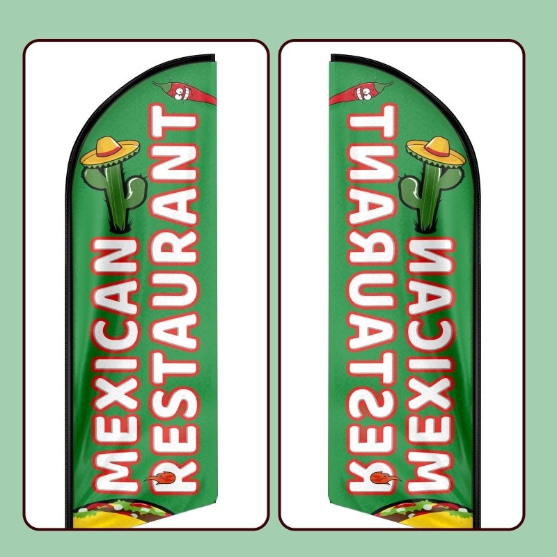 Mexican Food Flag - 8FT Mexican Restaurant Advertising Swooper Flag (Flagpole Not Included 3.4)