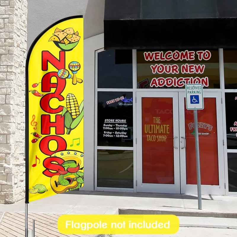 Nachos Sign - 11FT Nachos Advertising Swooper Feather Flag Fit 15FT Flagpole(Flagpole Not Included 4.3)