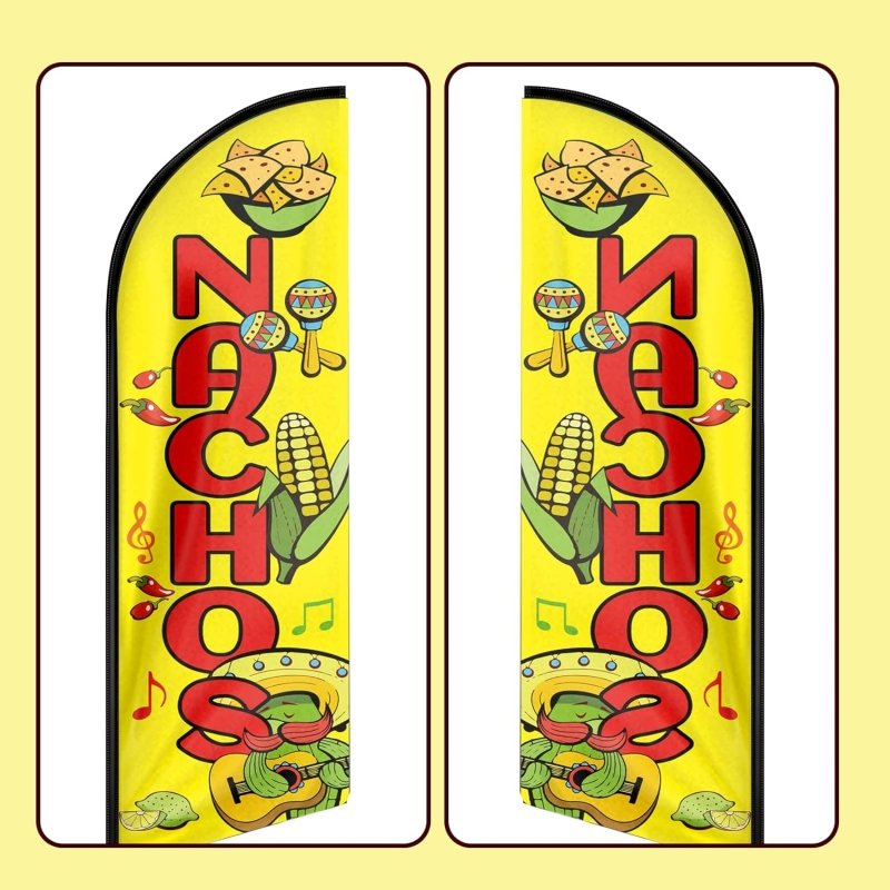 Nachos Sign - 11FT Nachos Advertising Swooper Feather Flag Fit 15FT Flagpole(Flagpole Not Included 4.3)