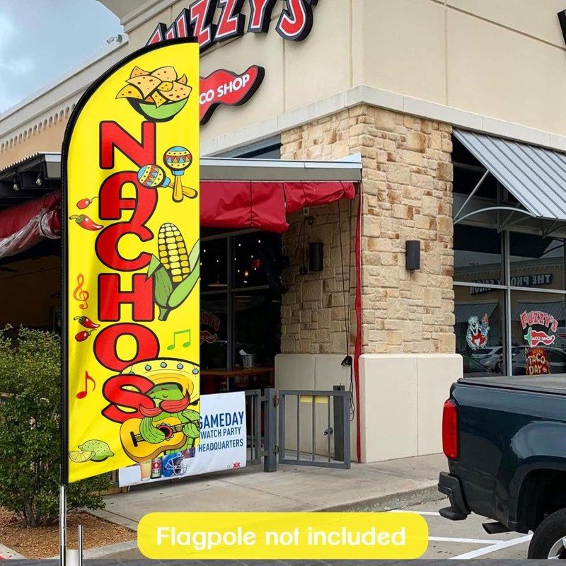 Nachos Sign - 11FT Nachos Advertising Swooper Feather Flag Fit 15FT Flagpole(Flagpole Not Included 4.3)