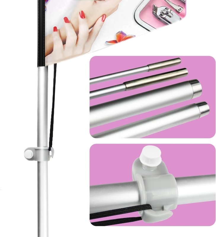 Nail Shop Sign - 11FT Nails Polyester Swooper Flag with Aluminium Alloy Flag Pole Kit(3.4m)