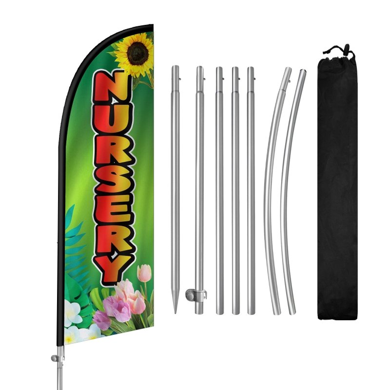 Nursery Sign - 8FT Nursery Banner Feather Flag with Stainless Steel Pole Kit(2m flag set)