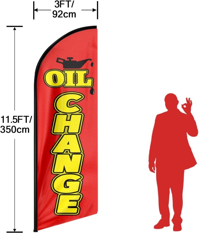 Oil Change sign - 11FT Oil Change Advertising Swooper Feather Flag Fit 15FT Flagpole(Flagpole Not Included 4.3)