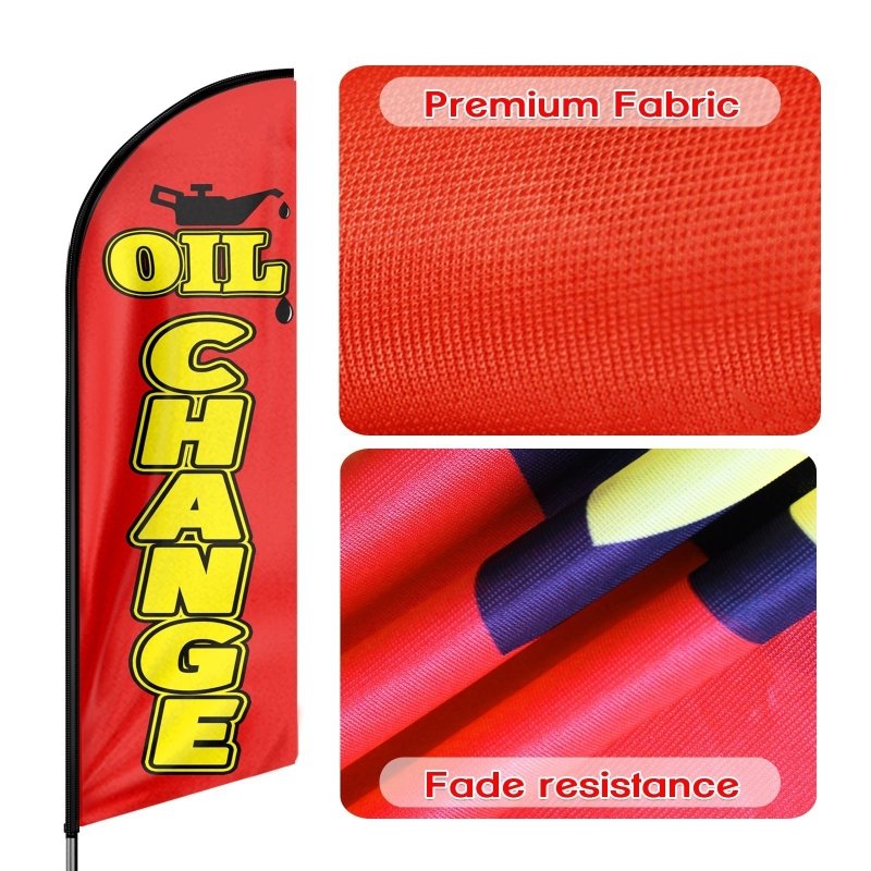 Oil Change sign - 8FT Oil Change Advertising Swooper Flag (Flagpole Not Included 3.4)