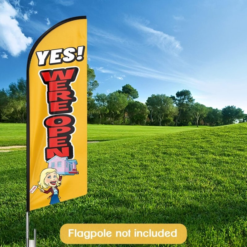 Open Banner Signs - 8FT We Are Open Advertising Swooper Flag (Flagpole Not Included 3.4)