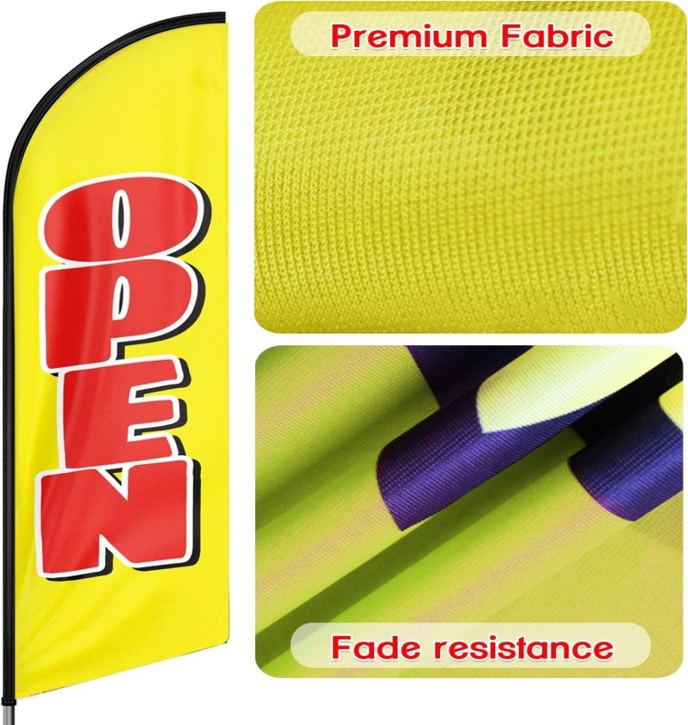 Open Flag With Pole - 11FT Open Yellow&Red Advertising Swooper Feather Flag Fit 15FT Flagpole(Flagpole Not Included 4.3)