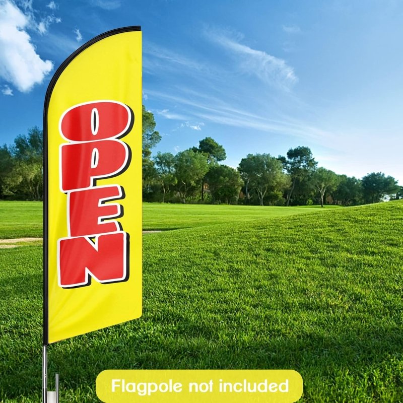 Open Flag With Pole - 11FT Open Yellow&Red Advertising Swooper Feather Flag Fit 15FT Flagpole(Flagpole Not Included 4.3)