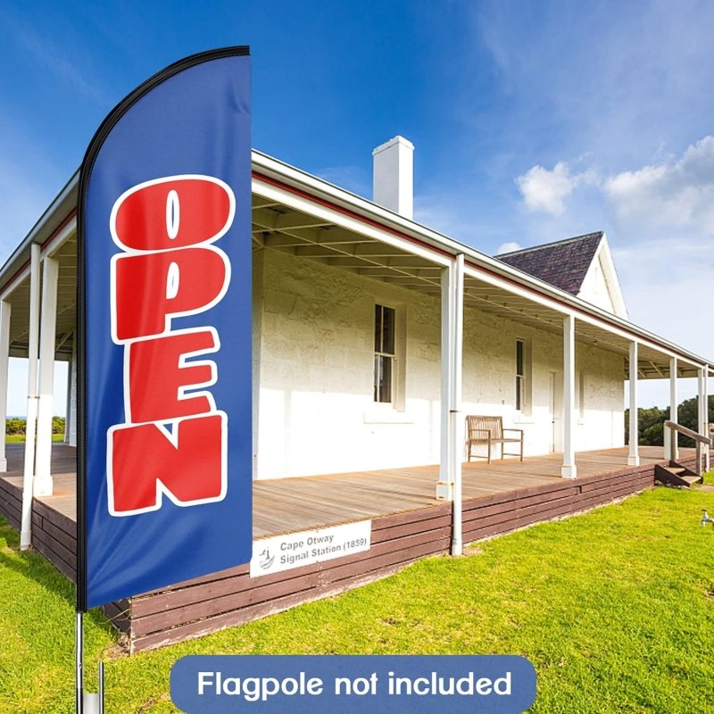 Open For Business Sign - 11FT Open Blue&Red Advertising Swooper Feather Flag Fit 15FT Flagpole(Flagpole Not Included 4.3)