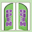 Open Green&Purple Themed Feather Flag, 11FT Open Green&Purple Advertising Swooper Flag Fit 15FT Flagpole(Flagpole Not Included 4.3)