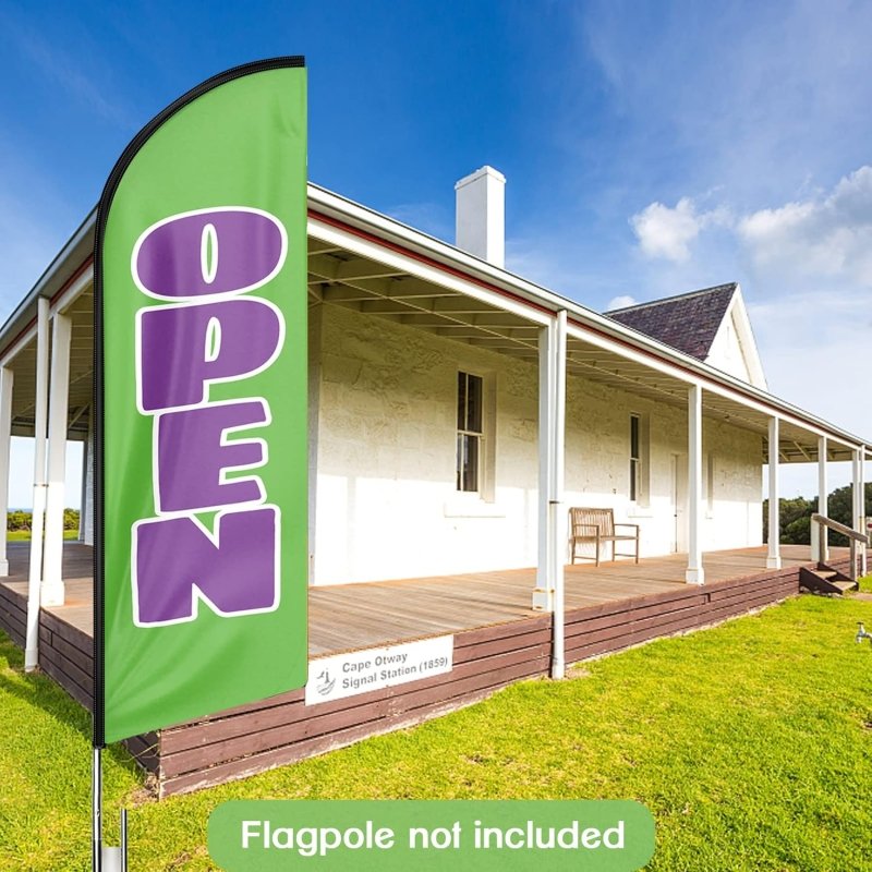 Open Green&Purple Themed Feather Flag, 11FT Open Green&Purple Advertising Swooper Flag Fit 15FT Flagpole(Flagpole Not Included 4.3)