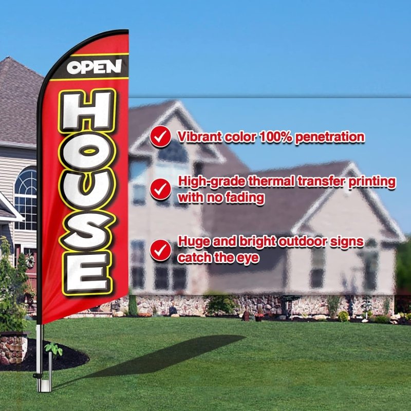 Open House 15FT Polyester Swooper Flag with Pole Kit(4.3m)