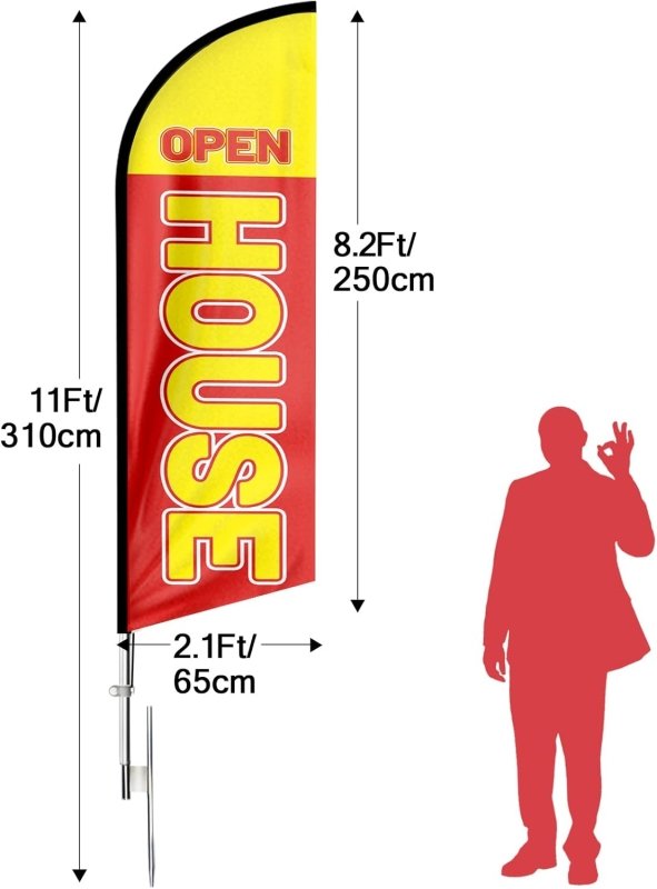 Open House Banner - 11FT Open House Swooper Flag with Flag Pole Kit(3.4m)