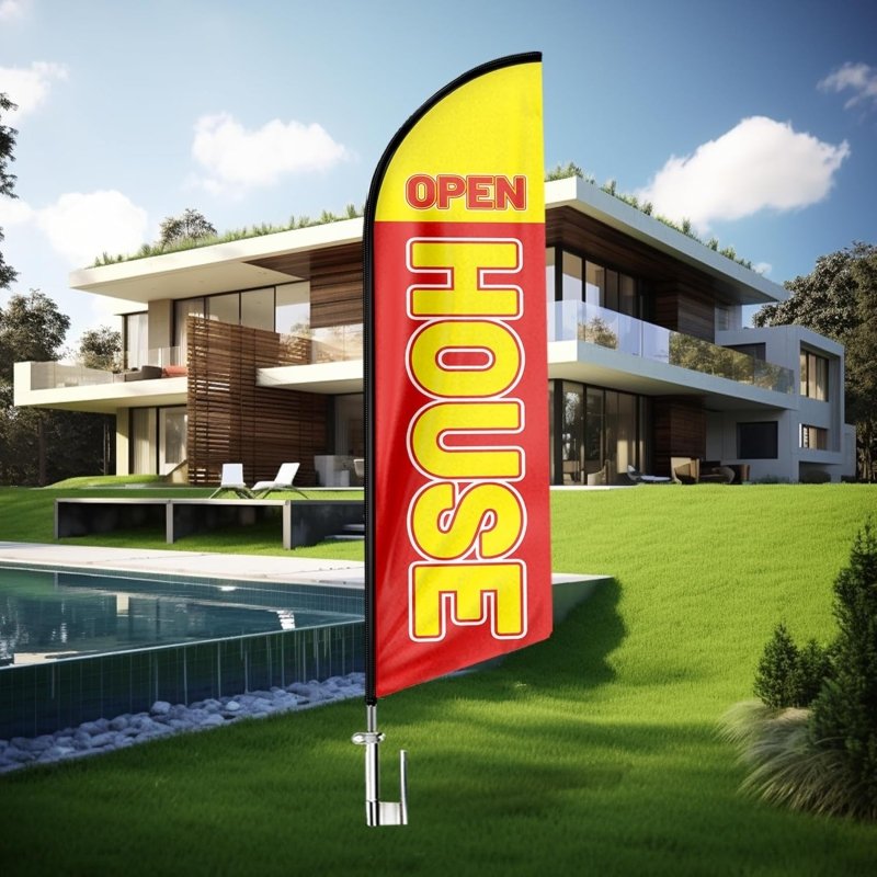 Open House Banner - 11FT Open House Swooper Flag with Flag Pole Kit(3.4m)