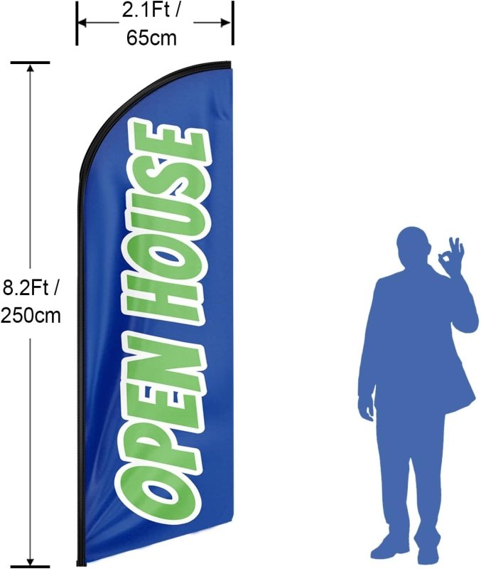 Open House Banner - 8FT Open House Advertising Swooper Flag(Flagpole Not Included 3.4)